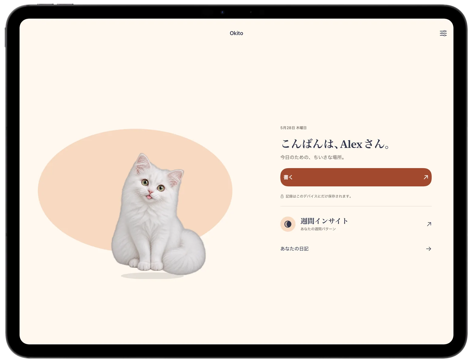 iPadで横に並ぶOkitoの日記と相棒